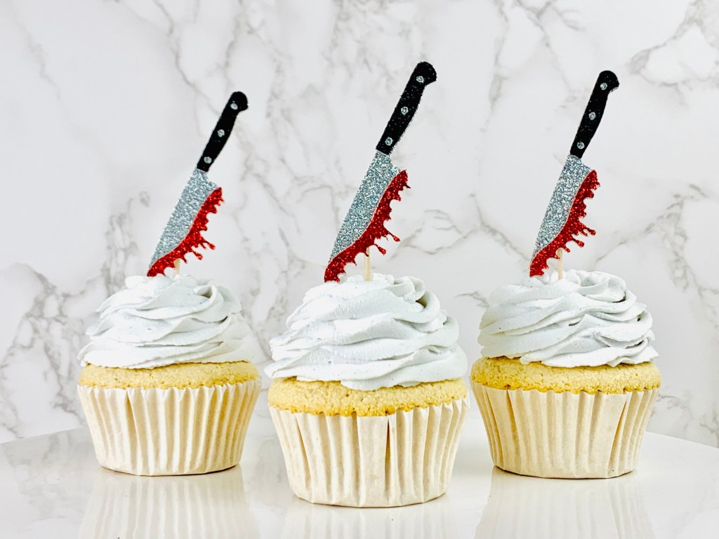 Picture of: Bloody Knife Cupcake Toppers, Horror Movie Party Decor, Halloween  Birthday Party, Murder Mystery, Slasher
