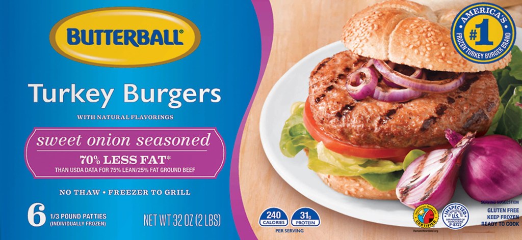 Picture of: Butterball Sweet Onion Frozen Turkey Burgers, / lb