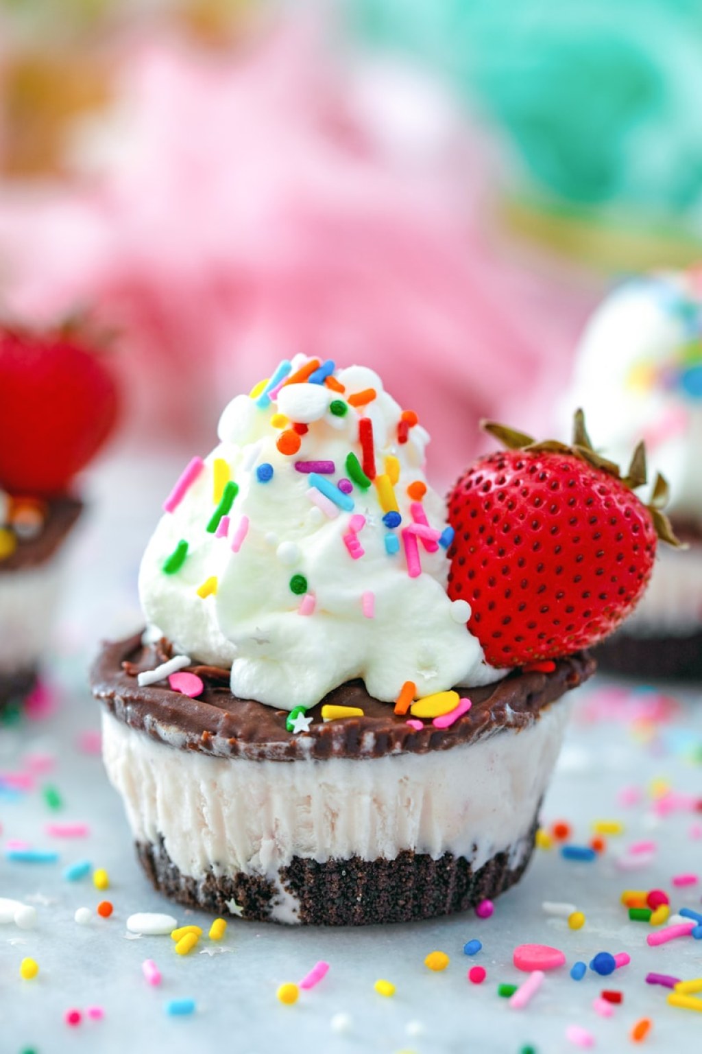 Picture of: Chocolate Strawberry Ice Cream Cupcakes Recipe  We are not Martha