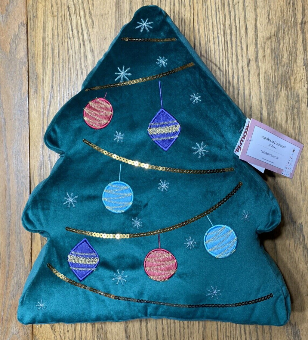 Picture of: CHRISTMAS TREE PILLOW BY CUPCAKES AND & CASHMERE HTF TJ MAXX NWT