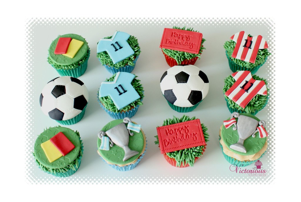 Picture of: Footie Cupcakes  Football themed cakes, Soccer cupcakes, Football