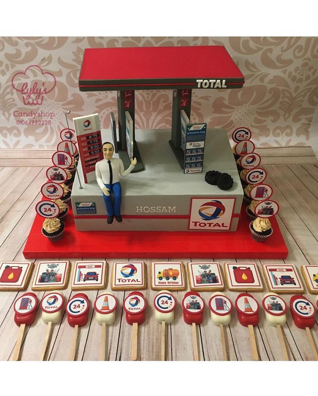 Picture of: Gas Station Cake, Mini Cupcakes, Cake Sickles and Cookies – CakesDecor